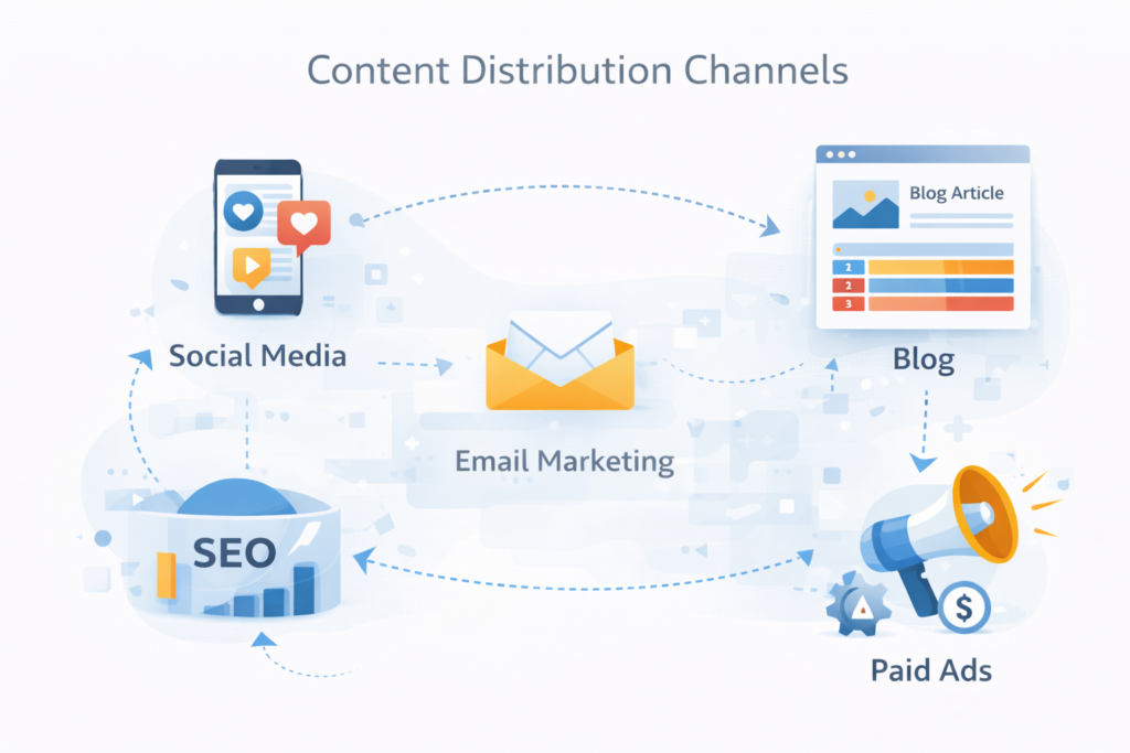 Kanały dystrybucji treści – social media, email marketing, blog i reklamy płatne