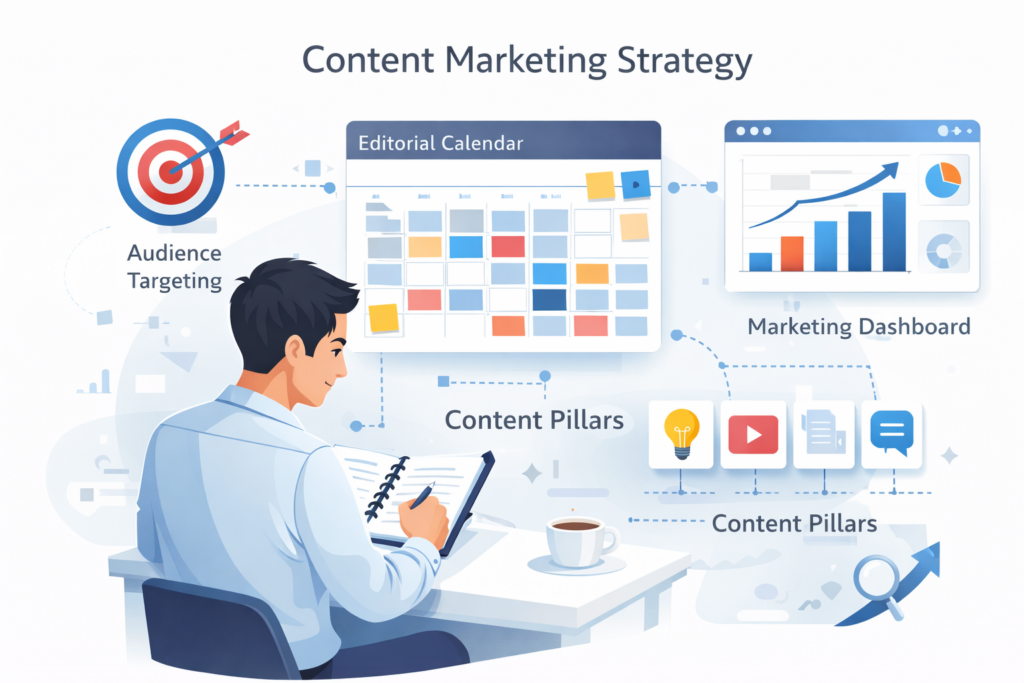 Strategia content marketingu – planowanie treści, kalendarz publikacji i targetowanie odbiorców