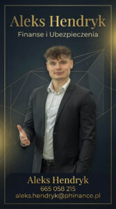 Grafika biznesowa przedstawiająca Aleksa Hendryka doradcy finansowego i ubezpieczeniowego na grafice estetycznej 